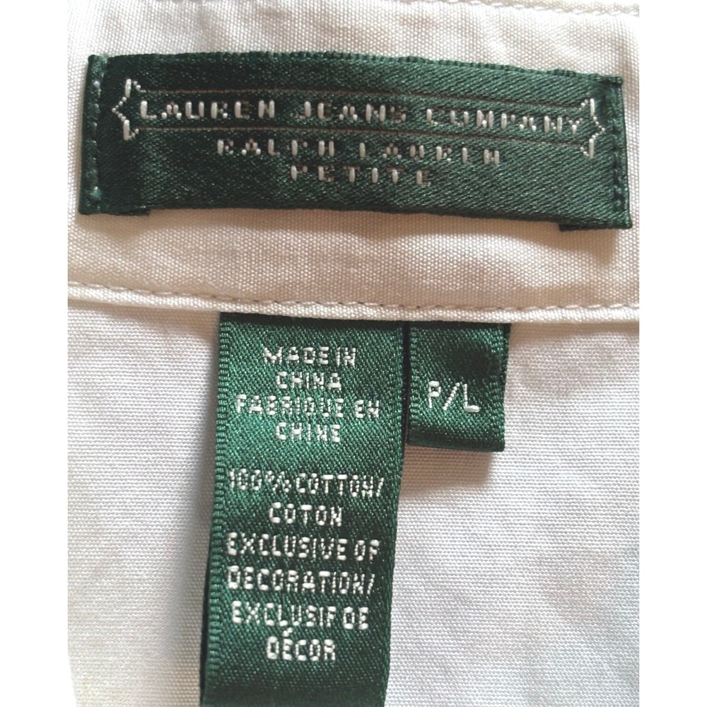 Lauren Ralph Lauren Western Shirt White Beaded Embroidered Pearl Snap Petite L - Picture 7 of 16